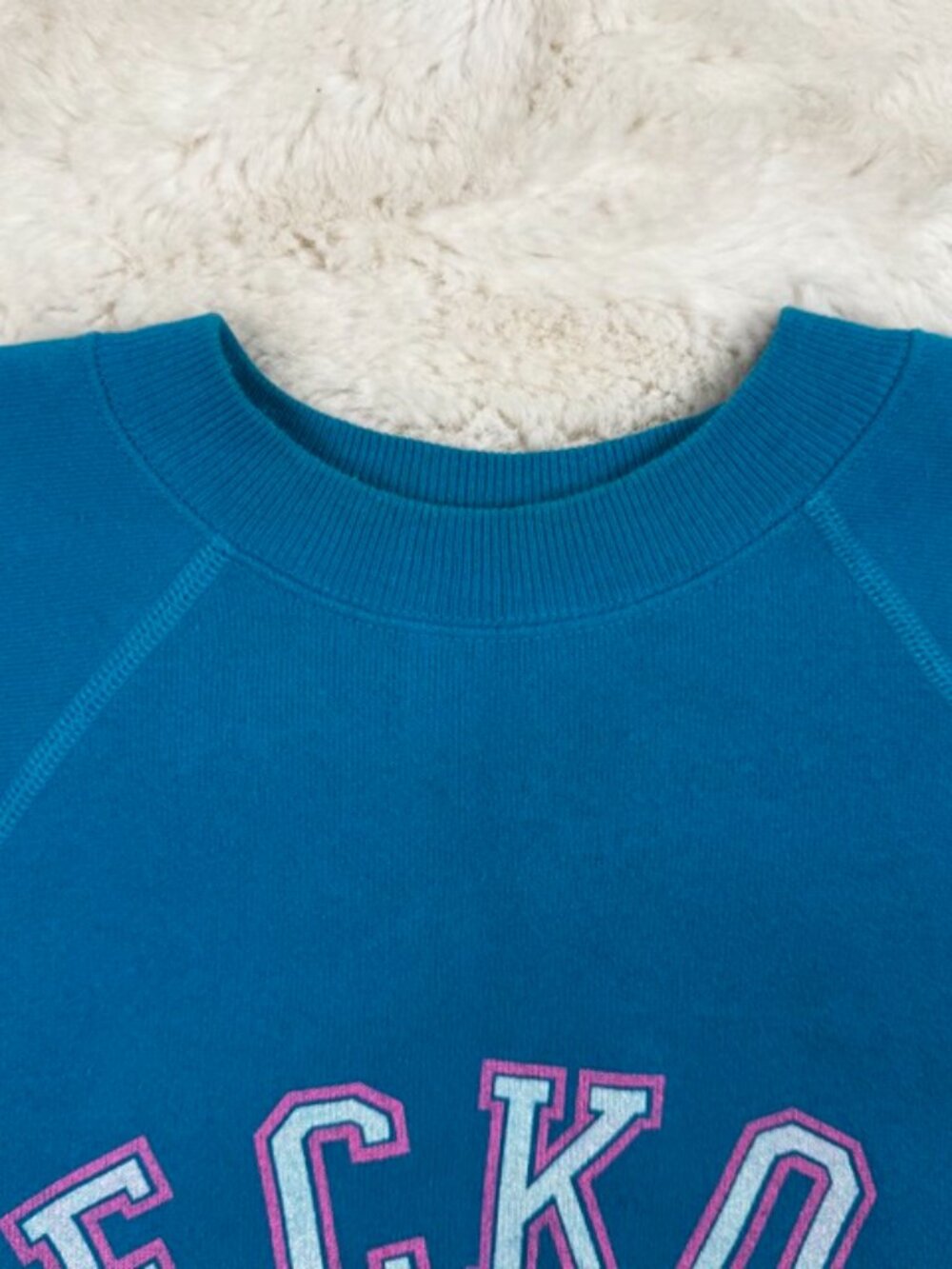 Vintage Gecko Hawaii U Pullover Sweatshirt USA M 38" Blue Long Sleeve 80s - Picture 4 of 10